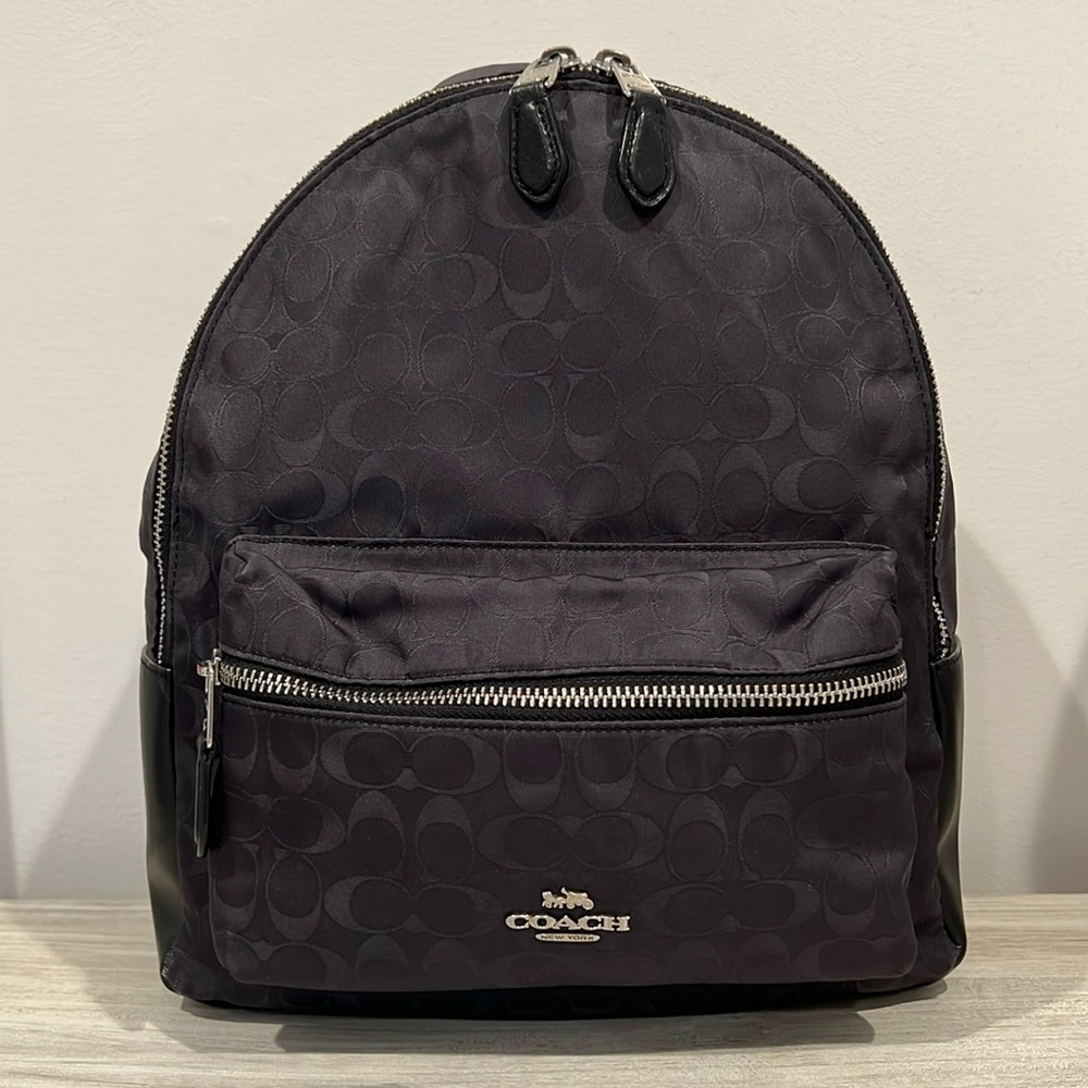 Coach Signature Small Black Backpack 🎒 Nylon and Leather - Unisex